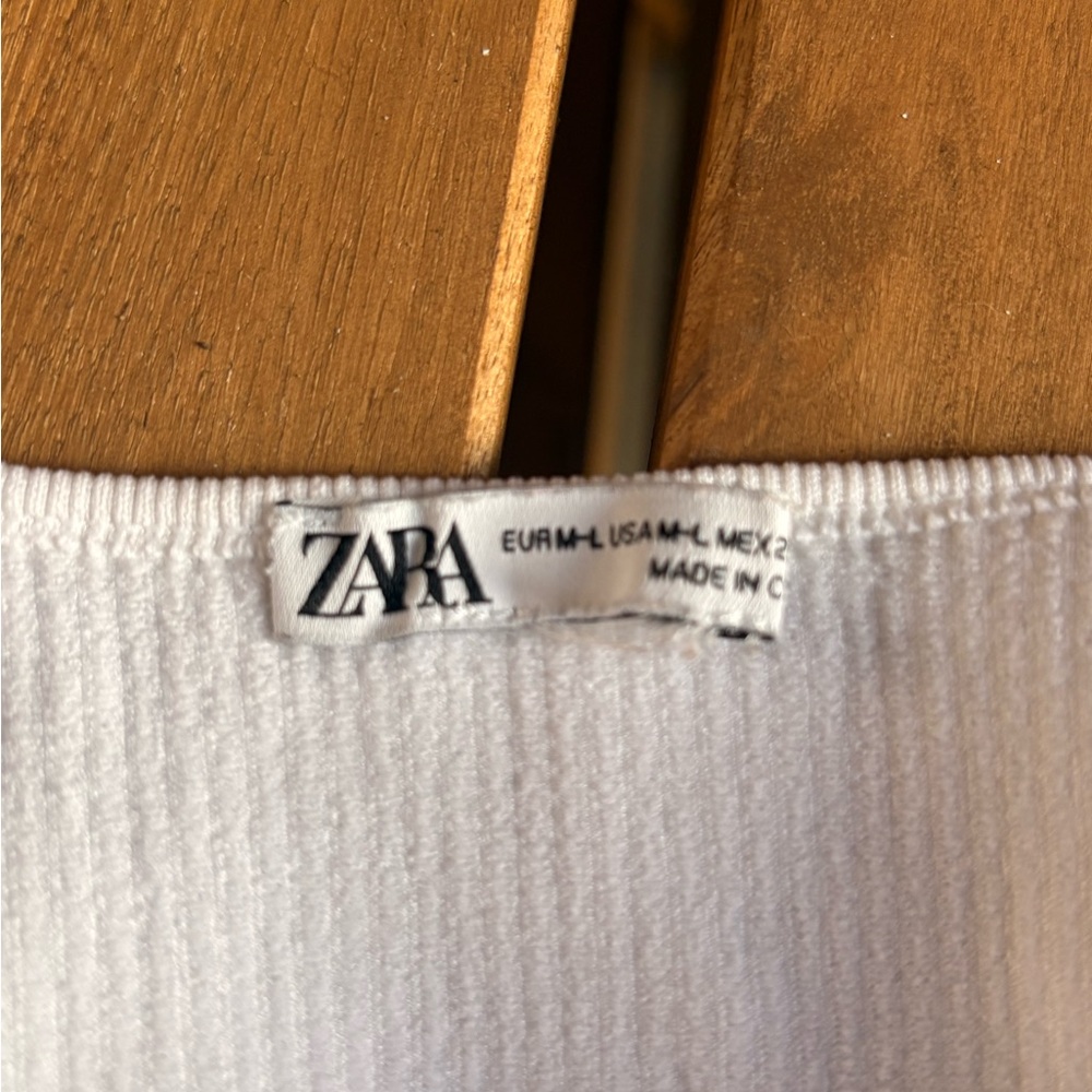 ZARA White Ribbed Crop Top - Picture 3 of 3